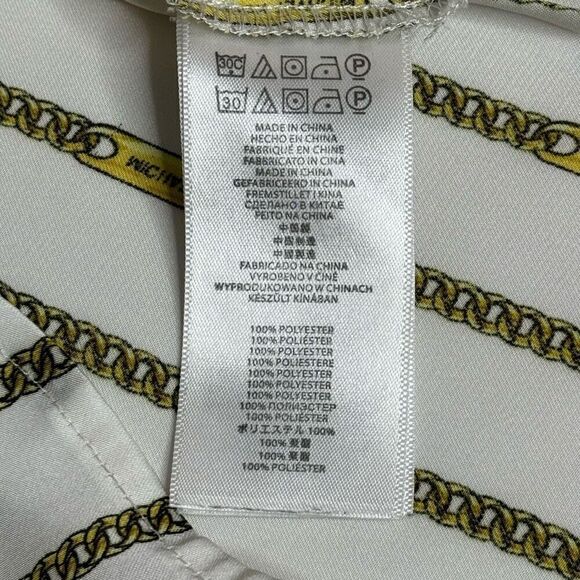 Michael Michael Kors classic gold chain logo long sleeve button up blouse size M - Picture 12 of 13